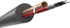 Jednoduché řešení – topný kabel přiložený k potrubí + tepelná izolace