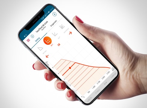 V přehledné aplikaci eLink-App může být přímo na dotykové obrazovce nastaveno devět křivek proporcionálního tlaku a konstantního tlaku pro TacoFlow2 eLink.