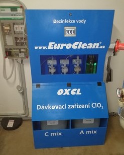Instalované generátory oxidu chloričitého, dezinfekce vody