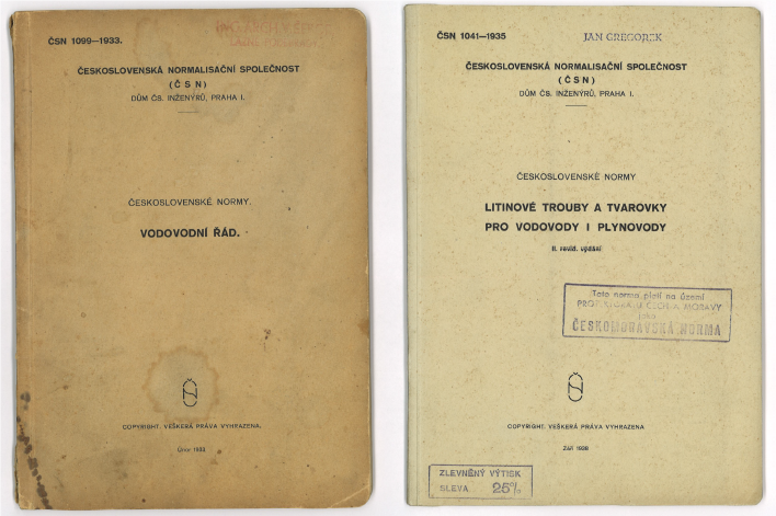 Obr. 1 – Titulní stránky ČSN 1099 z roku 1933 a II. revidovaného vydání ČSN 1041 z roku 1935