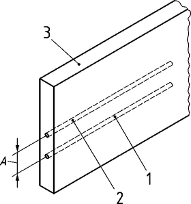 Obr.&nbsp;2a Minimálna vzdialenosť medzi súbežne vedeným potrubím pitnej vody a rúrkami teplej vody v&nbsp;stene