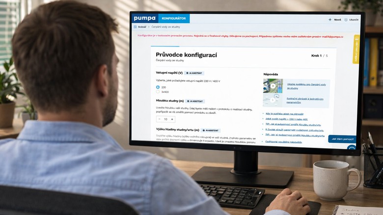 Práce s konfigurátorem čerpadel Pumpa